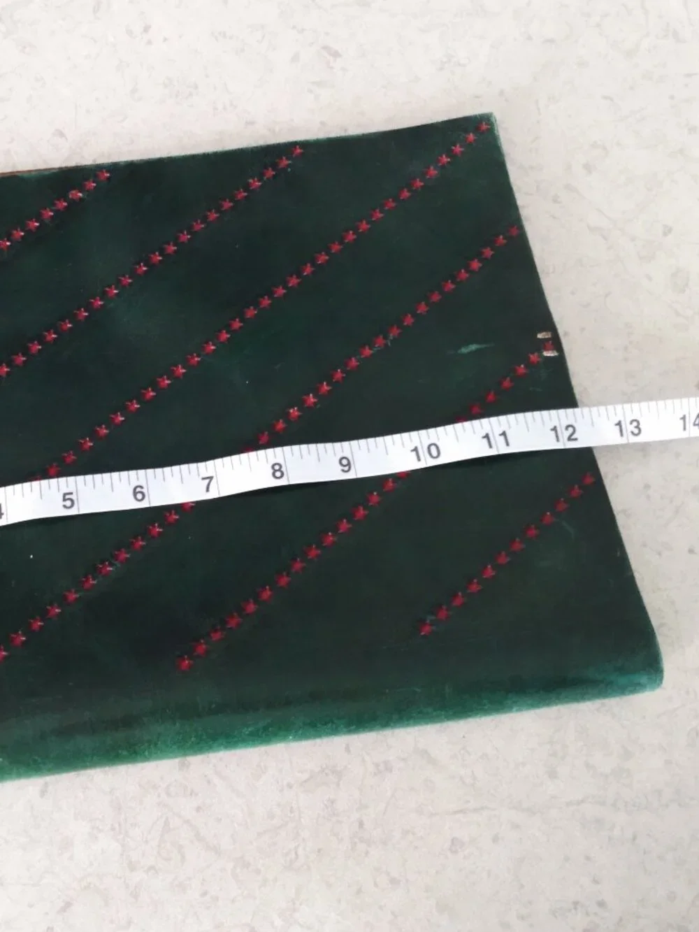 Vintage Leather Book Cover NAGY NORA Green Red Stars Handmade - Picture 14 of 16